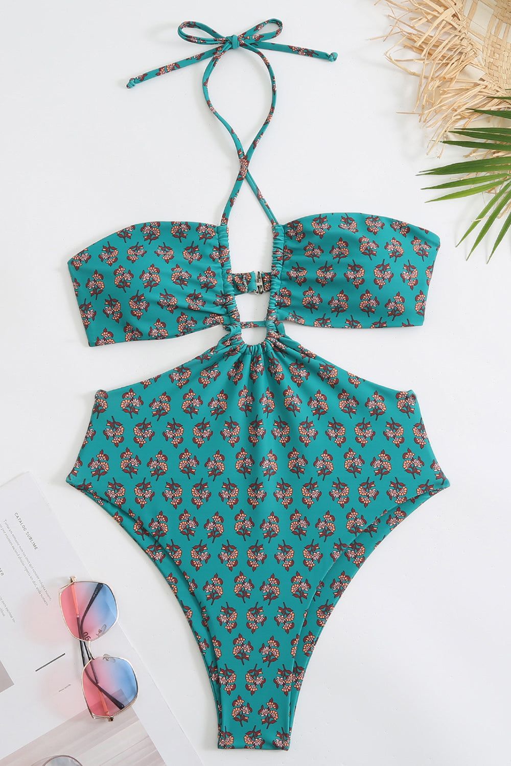 Halter Neck One Piece Pink Swimwear with Beach Skirt sold by Zapaka product image thumbnail 8