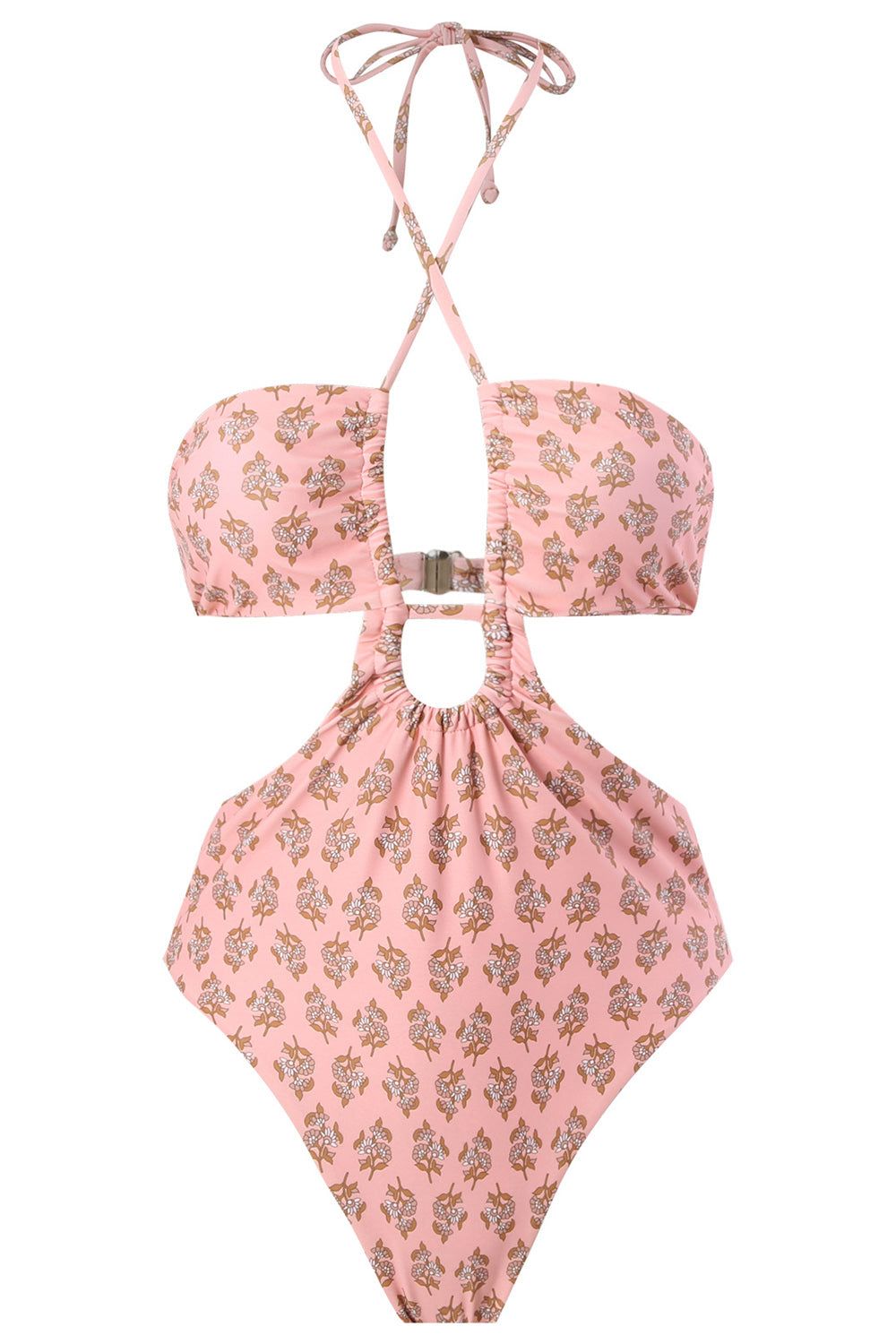 Halter Neck One Piece Pink Swimwear with Beach Skirt sold by Zapaka product image thumbnail 2