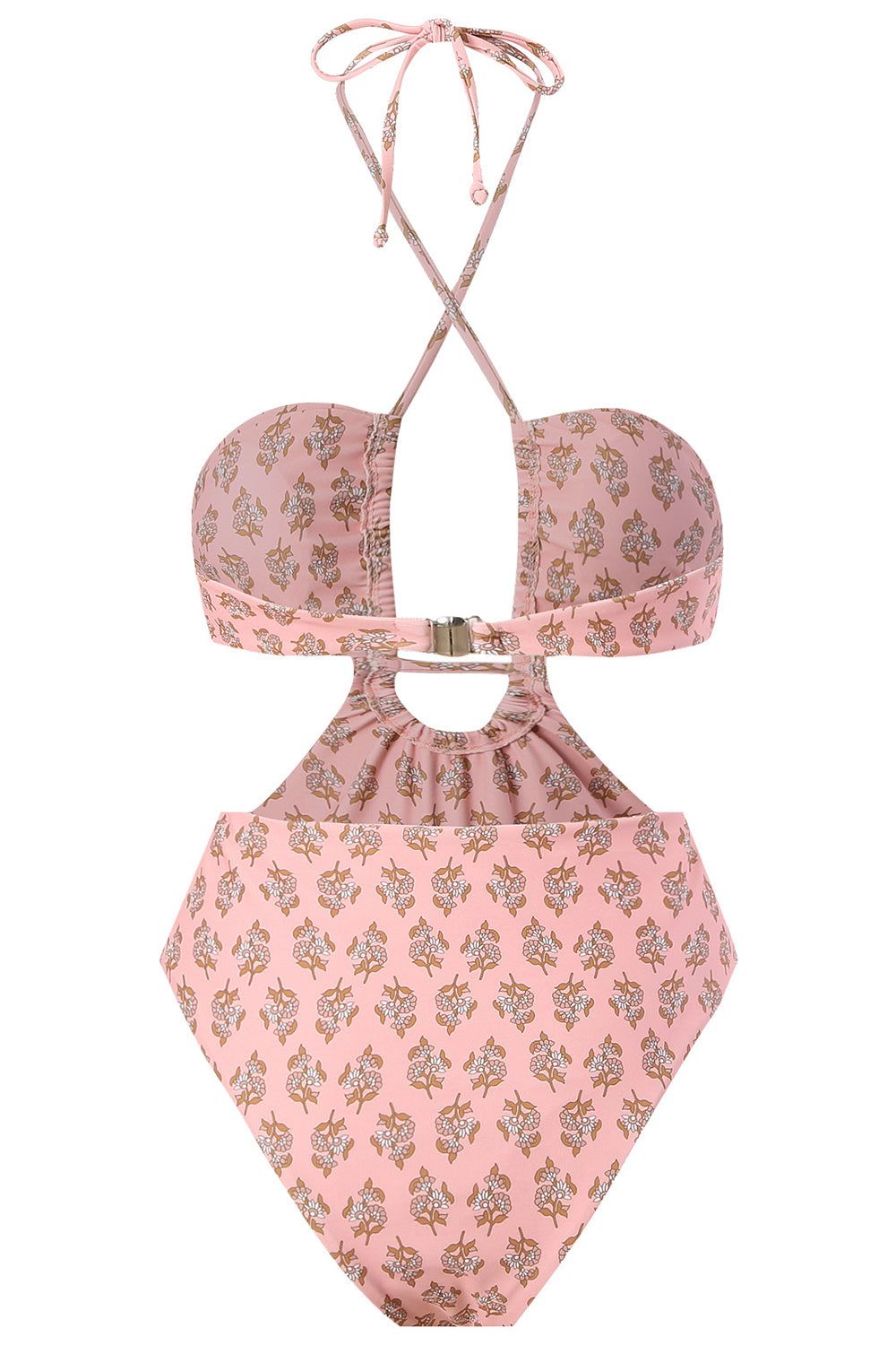 Halter Neck One Piece Pink Swimwear with Beach Skirt sold by Zapaka product image thumbnail 3