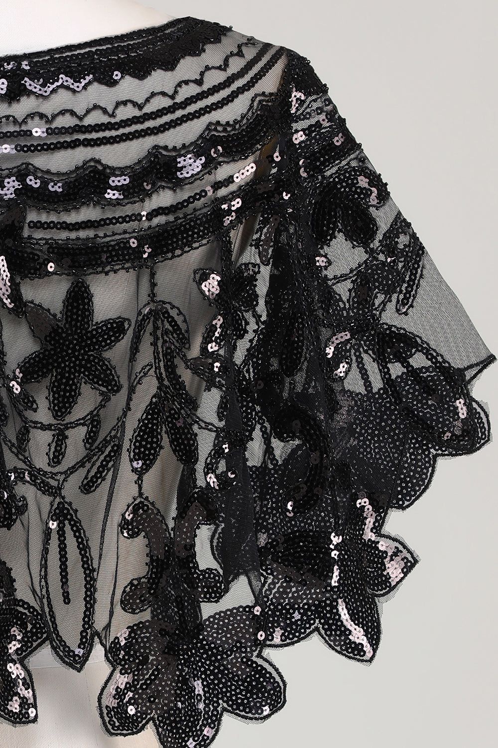 Glitter Sequins Black 1920s Cape sold by Zapaka product image thumbnail 4