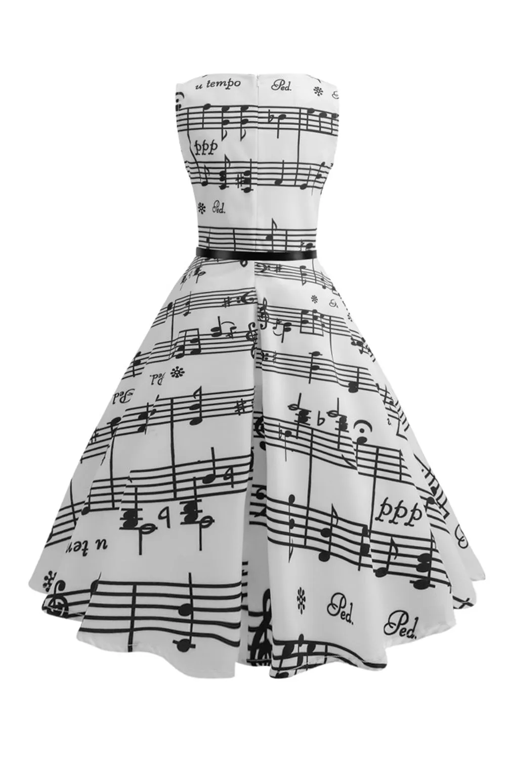 White Printed Swing 1950s Vintage Dress sold by Zapaka product image thumbnail 2