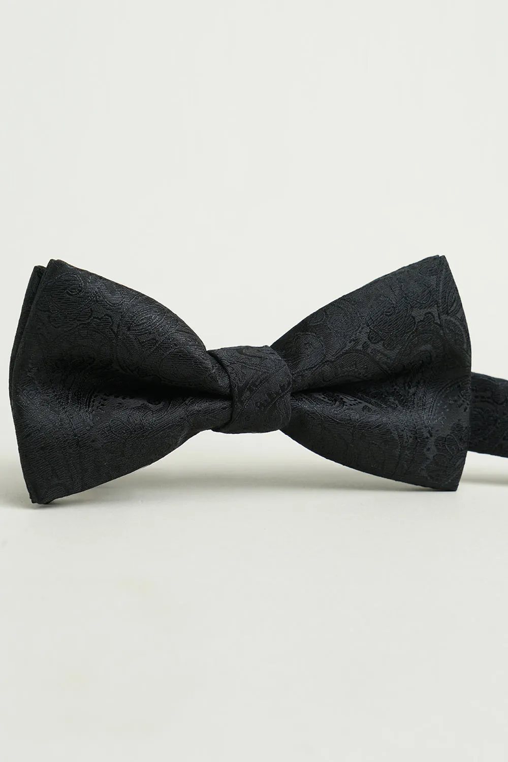 Black Jacquard Satin Bow Tie Pocket Square Set sold by Zapaka product image thumbnail 2