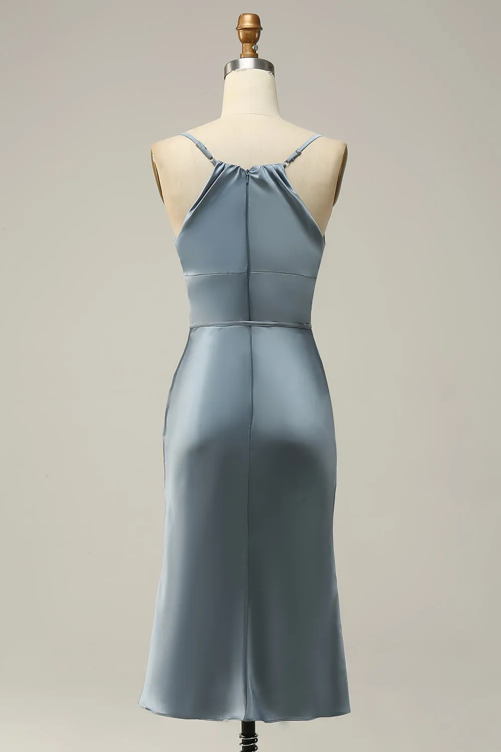 Spaghetti Straps Satin Blue Bridesmaid Dress sold by Zapaka product image thumbnail 2
