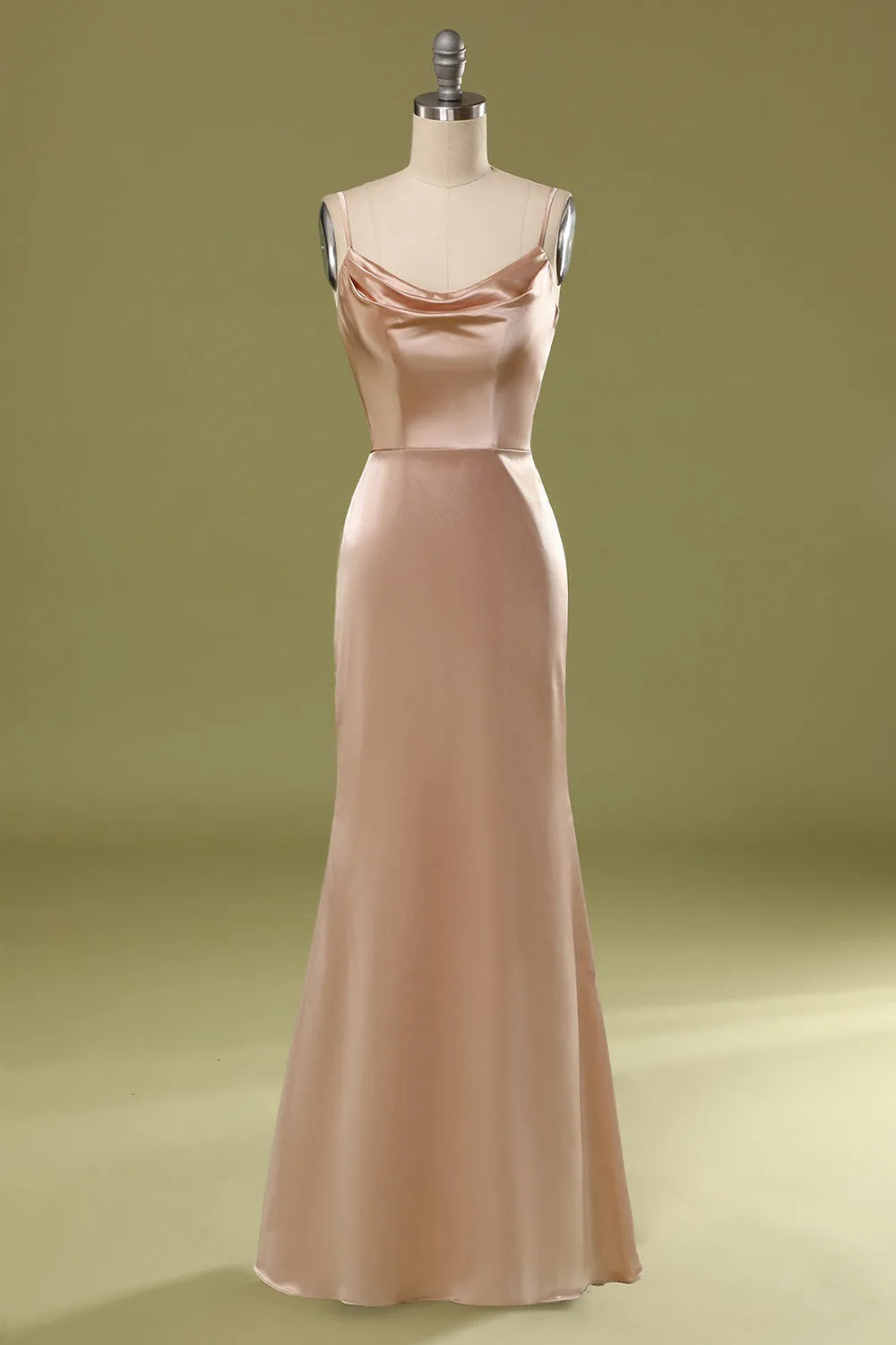 Dusty Pink Satin Long Prom Dress sold by Zapaka product image thumbnail 3