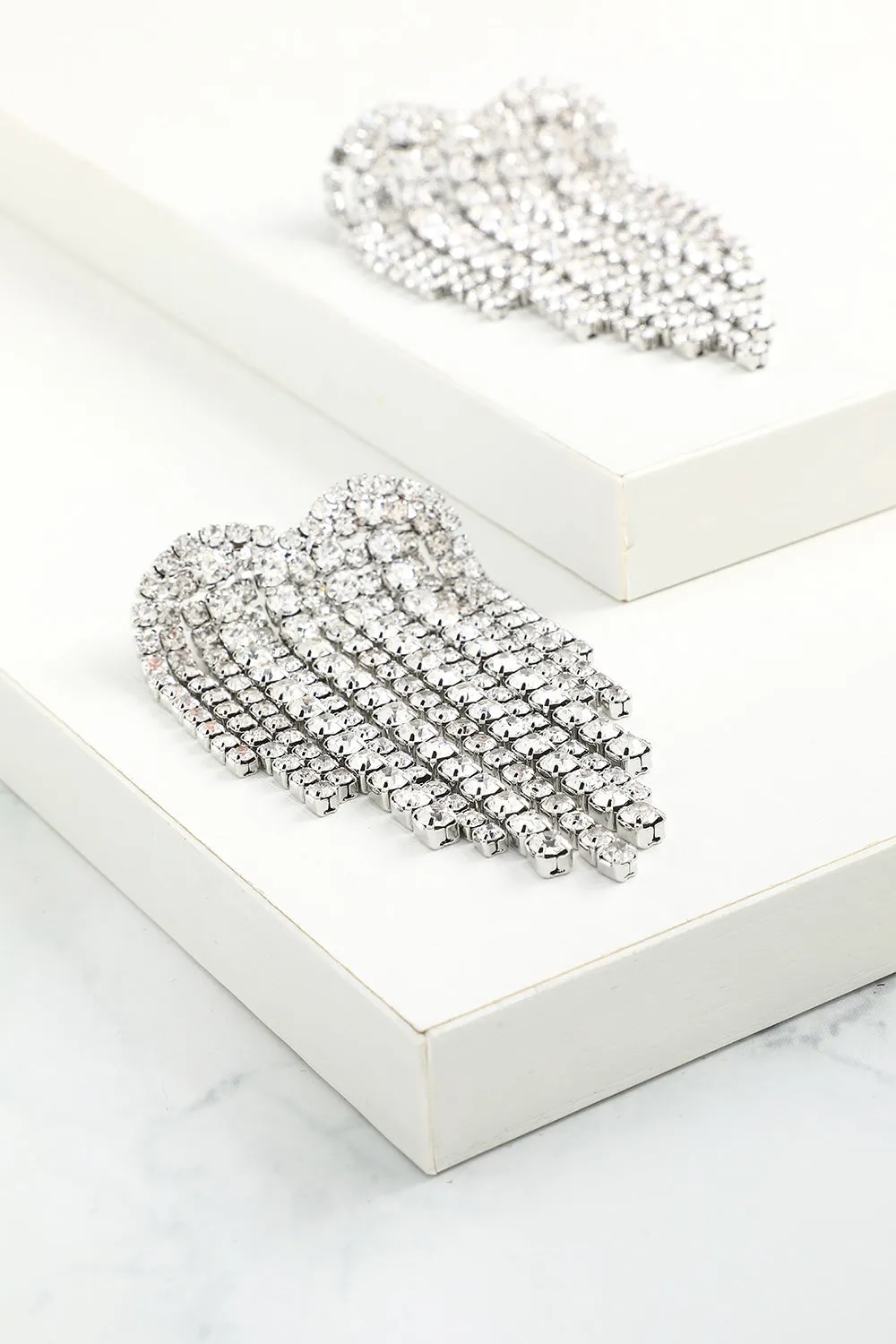 Silver Crystal Drop Earrings sold by Zapaka product image thumbnail 5