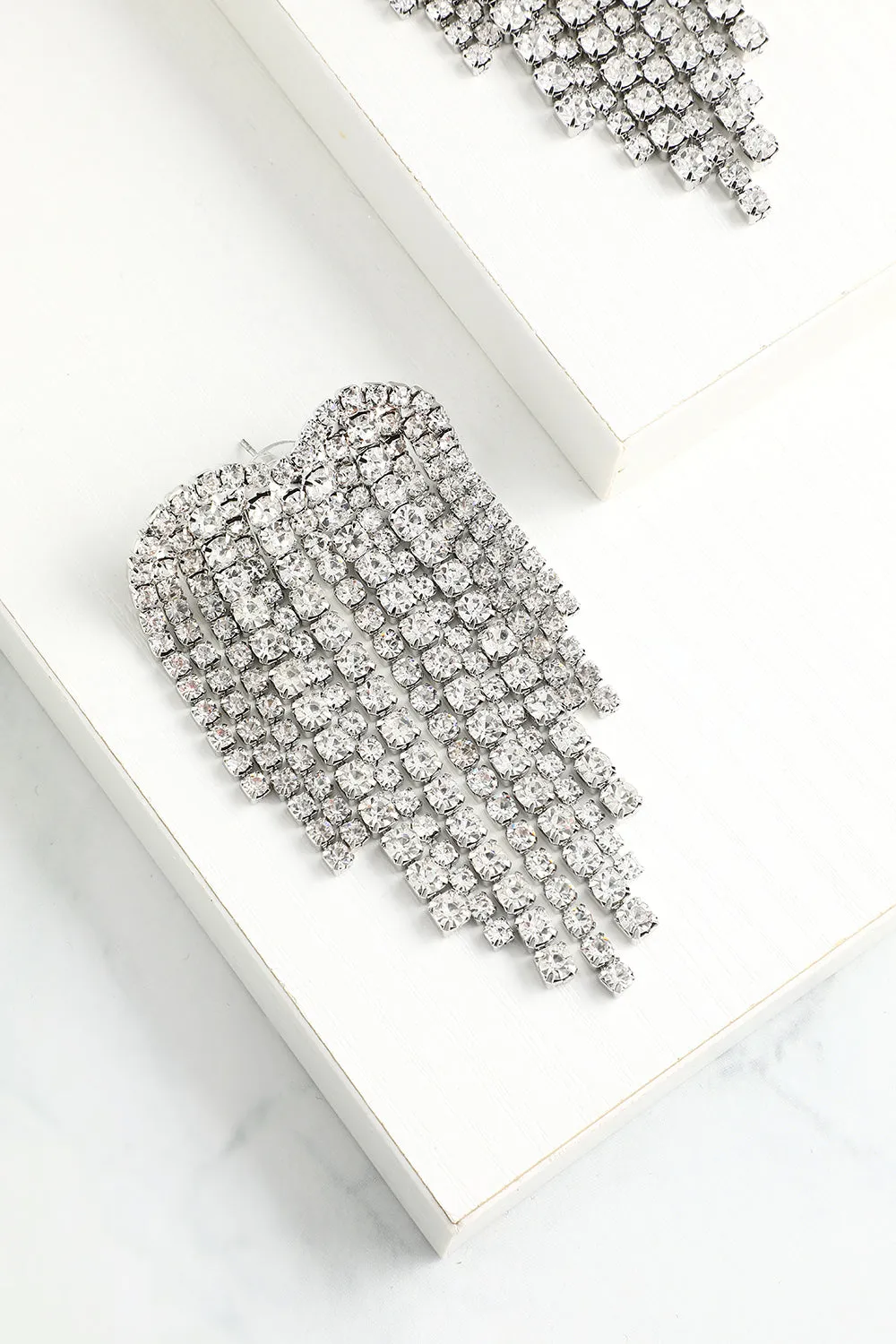 Silver Crystal Drop Earrings sold by Zapaka product image thumbnail 3