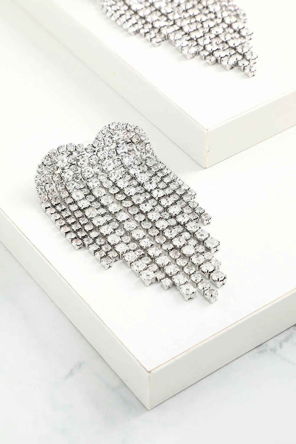 Silver Crystal Drop Earrings sold by Zapaka product image thumbnail 4