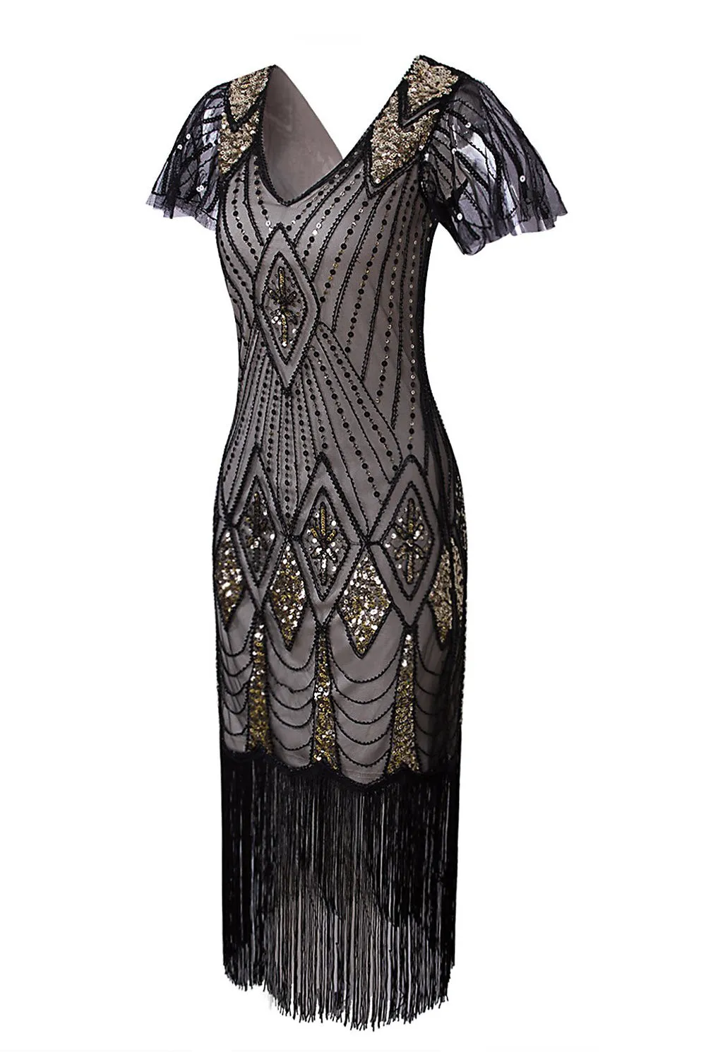Flapper Black 1920s Sequins Dress sold by Zapaka product image thumbnail 3