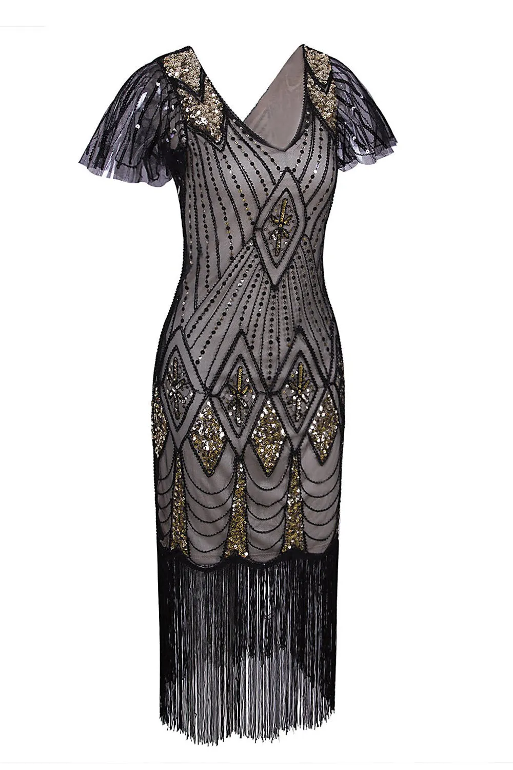 Flapper Black 1920s Sequins Dress sold by Zapaka product image thumbnail 4