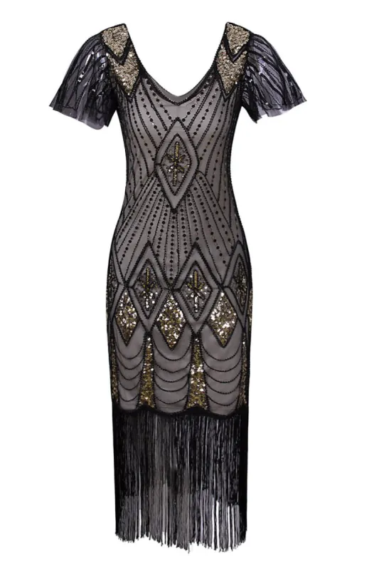 Flapper Black 1920s Sequins Dress sold by Zapaka