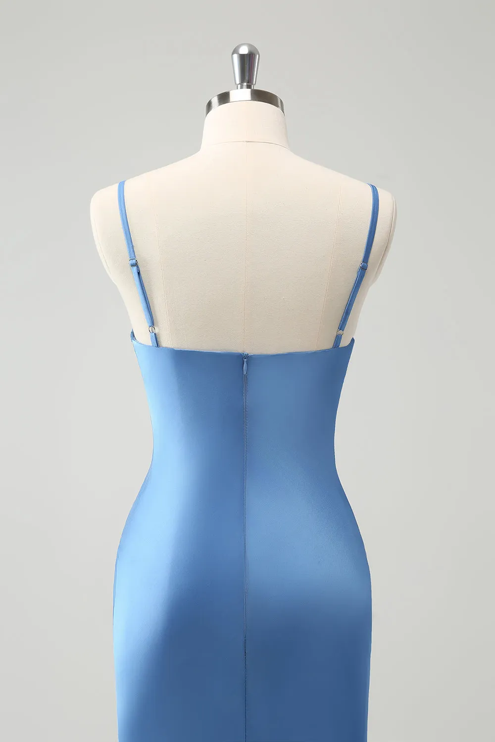 Blue Mermaid Spaghetti Straps Bridesmaid Dress with Bowknot sold by Zapaka product image thumbnail 5