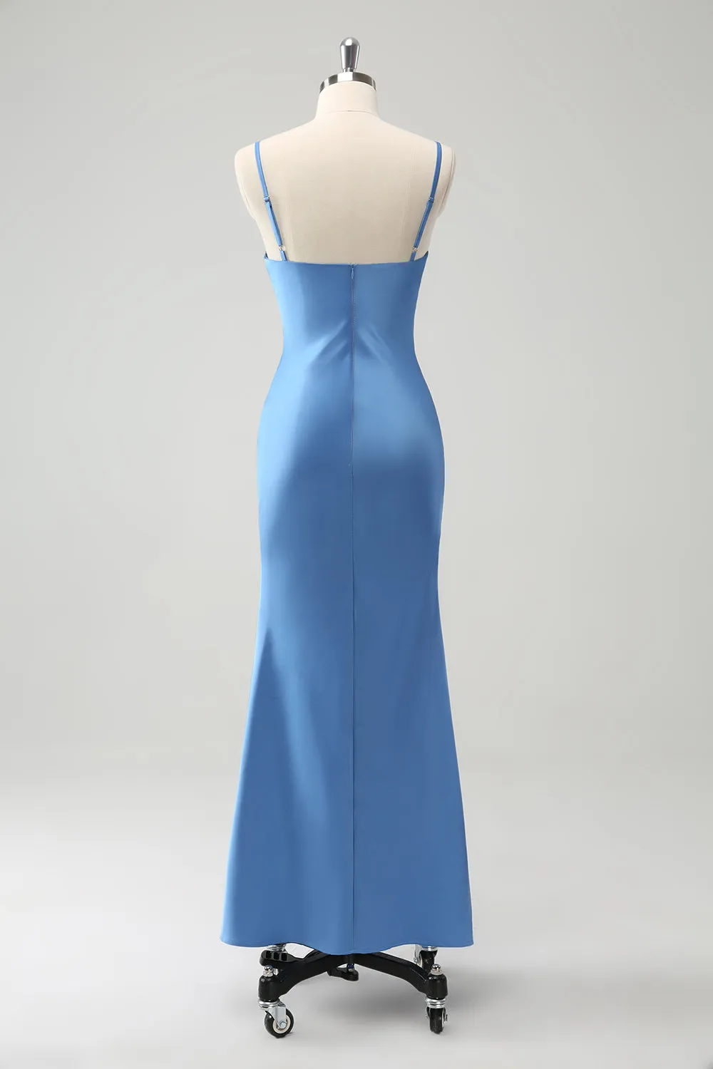 Blue Mermaid Spaghetti Straps Bridesmaid Dress with Bowknot sold by Zapaka product image thumbnail 2