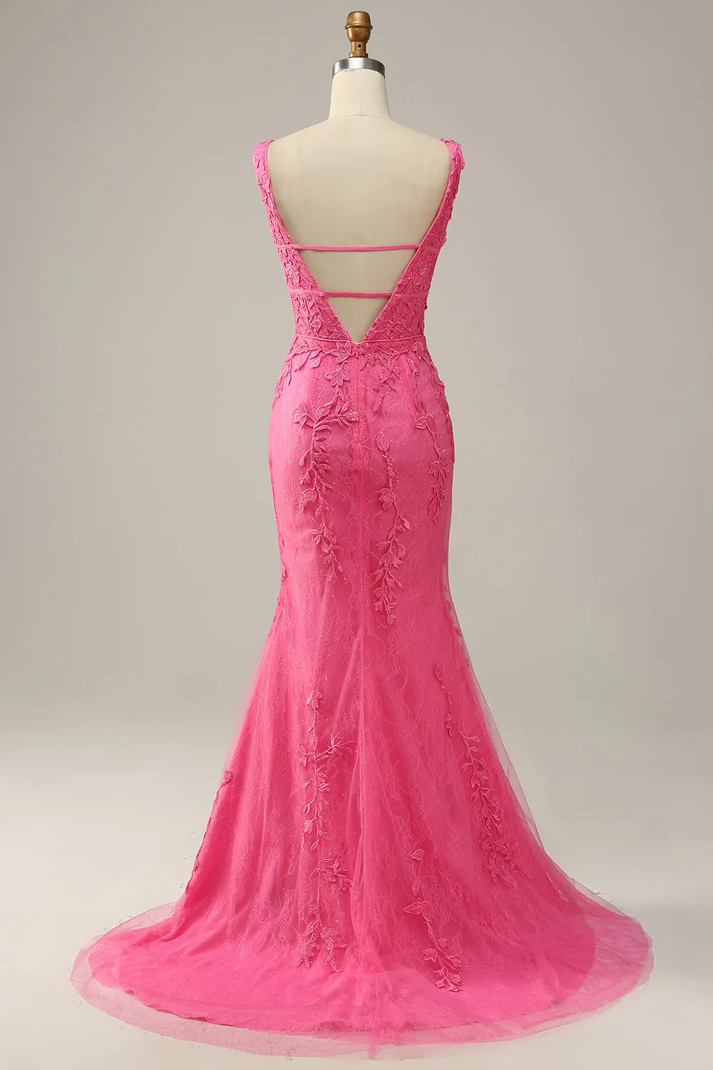 Mermaid Deep V Neck Hot Pink Long Prom Dress with Open Back sold by Zapaka product image thumbnail 2