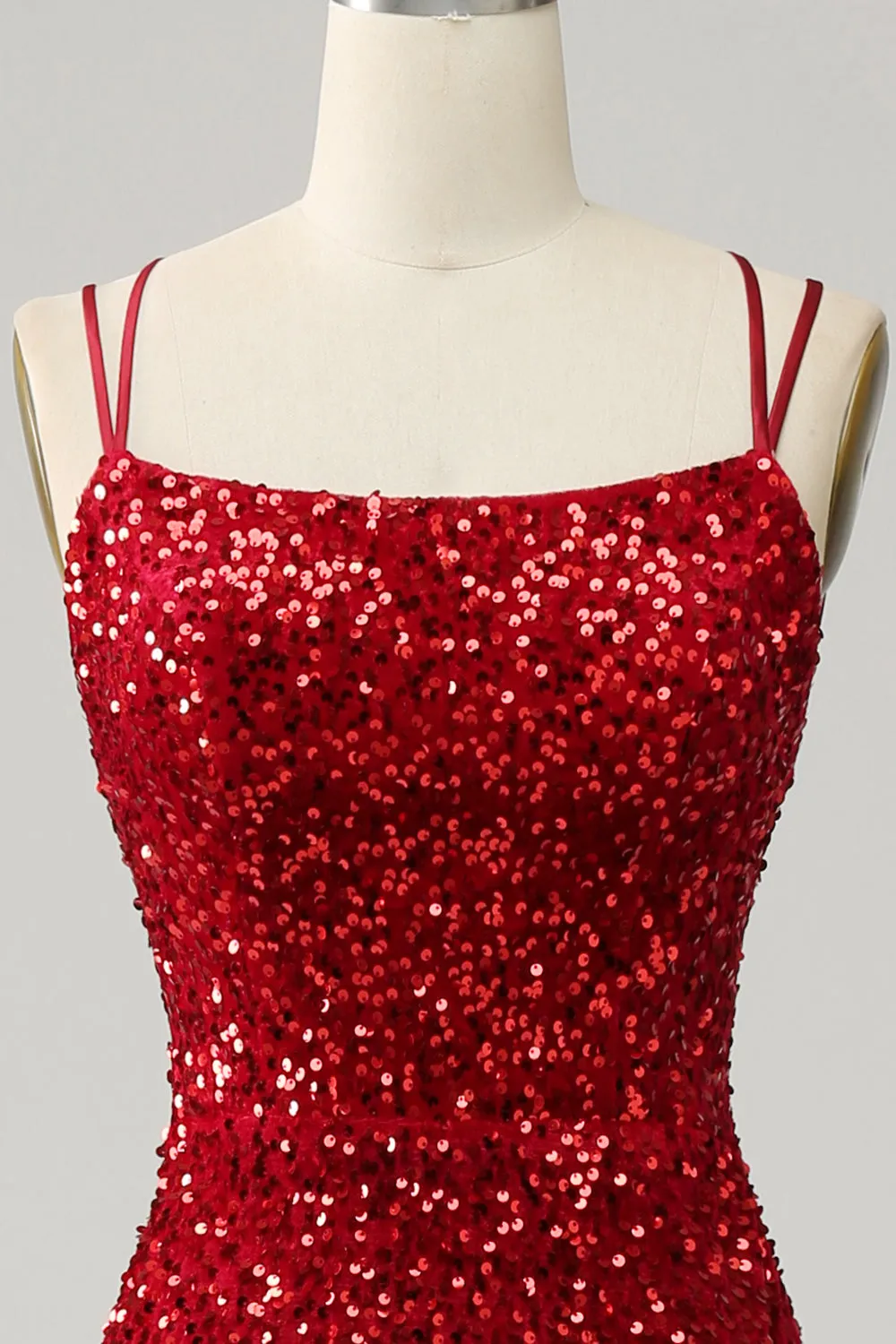 Red Sparkly Mermaid Backless Long Prom Dress with Fringes sold by Zapaka product image thumbnail 5