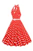 Hepburn Style Halter Neck Polka Dots Red 1950s Dress sold by Zapaka