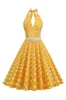 Hepburn Style Halter Neck Polka Dots Red 1950s Dress sold by Zapaka