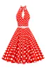 Hepburn Style Halter Neck Polka Dots Red 1950s Dress sold by Zapaka