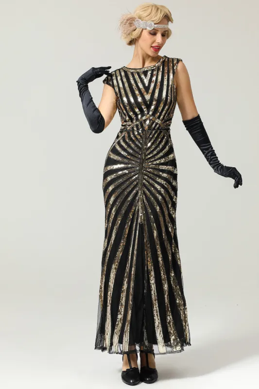 Gold Mermaid 1920s Sequined Flapper Dress sold by Zapaka