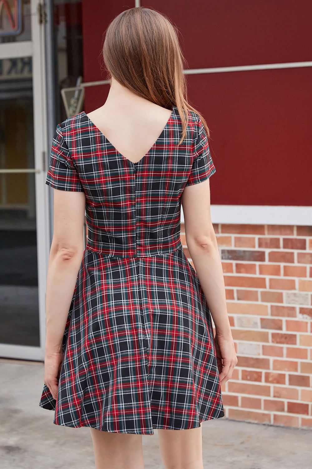 Black Red Plaid Vintage Dress sold by Zapaka product image thumbnail 2