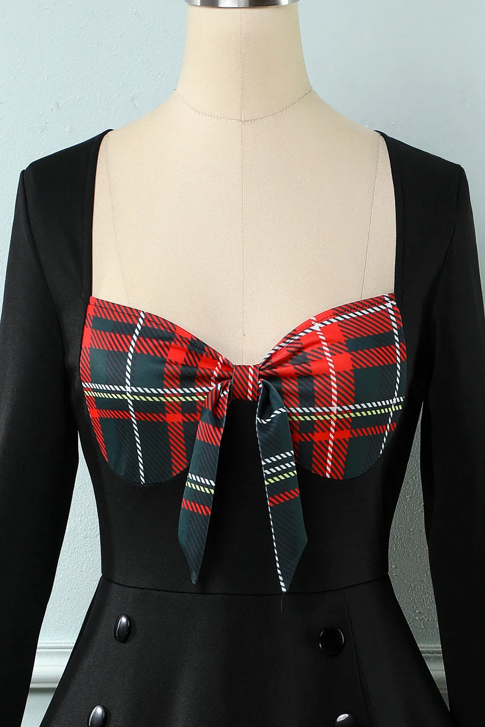 Plaid 1950s Dress with Long Sleeves sold by Zapaka product image thumbnail 3