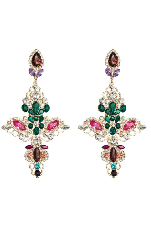 Colorful Beaded Rhinestone Party Earrings sold by Zapaka