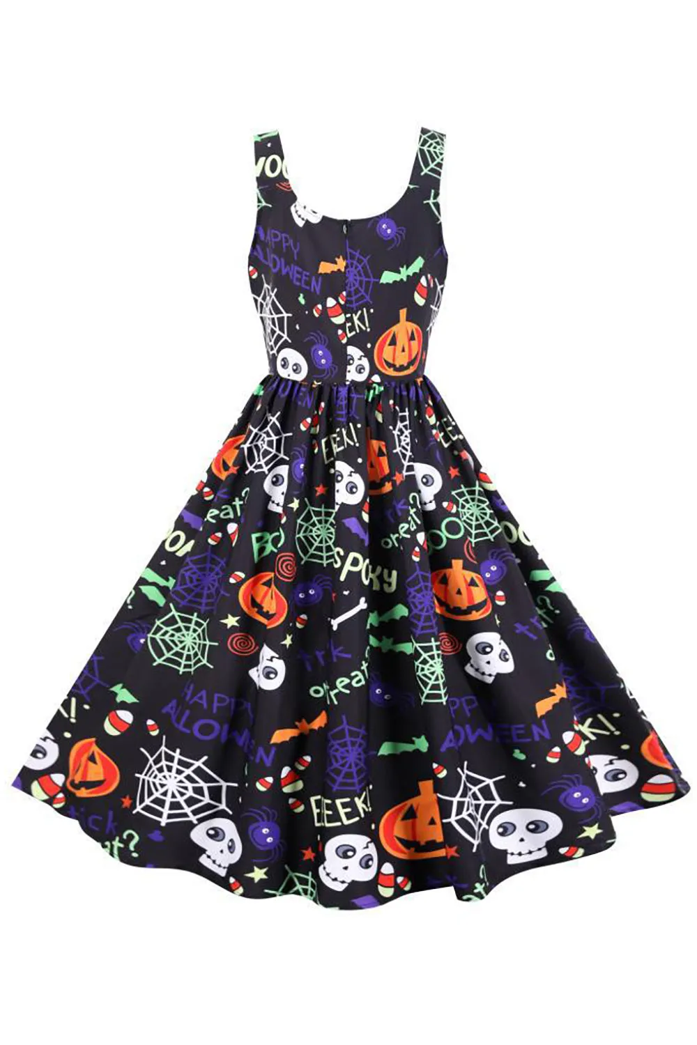 Sleeveless Printed Waisted Halloween Retro Dress sold by Zapaka product image thumbnail 2
