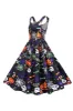 Sleeveless Printed Waisted Halloween Retro Dress sold by Zapaka