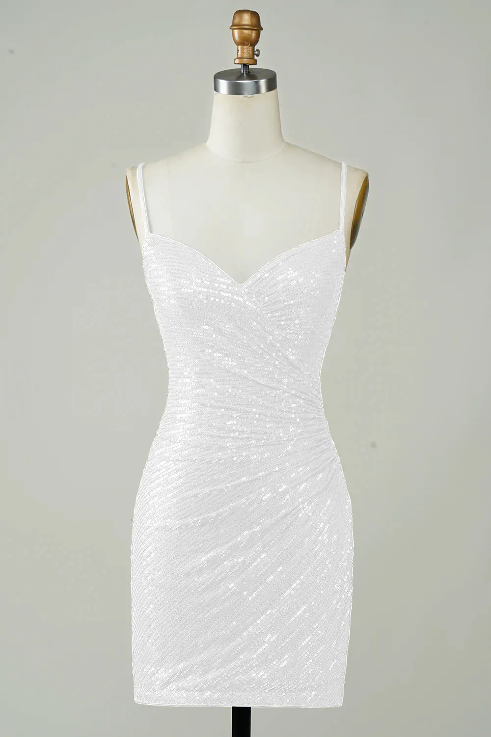 Sequins Bodycon Cute White Short Graduation Dress sold by Zapaka