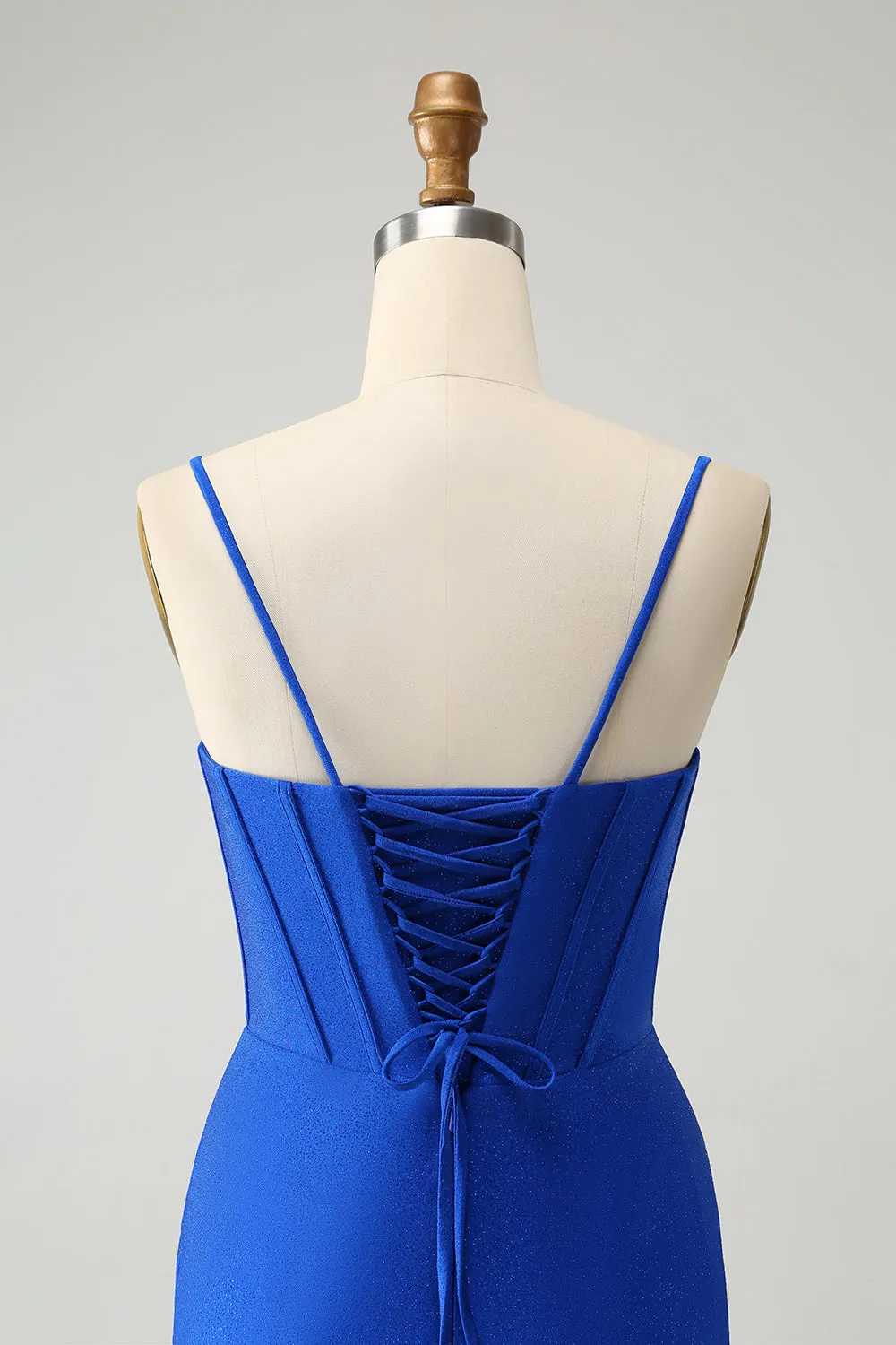 Sparkly Royal Blue Tight Corset Spaghetti Straps Homecoming Dress sold by Zapaka product image thumbnail 5
