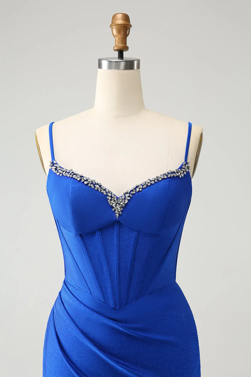 Sparkly Royal Blue Tight Corset Spaghetti Straps Homecoming Dress sold by Zapaka product image thumbnail 4