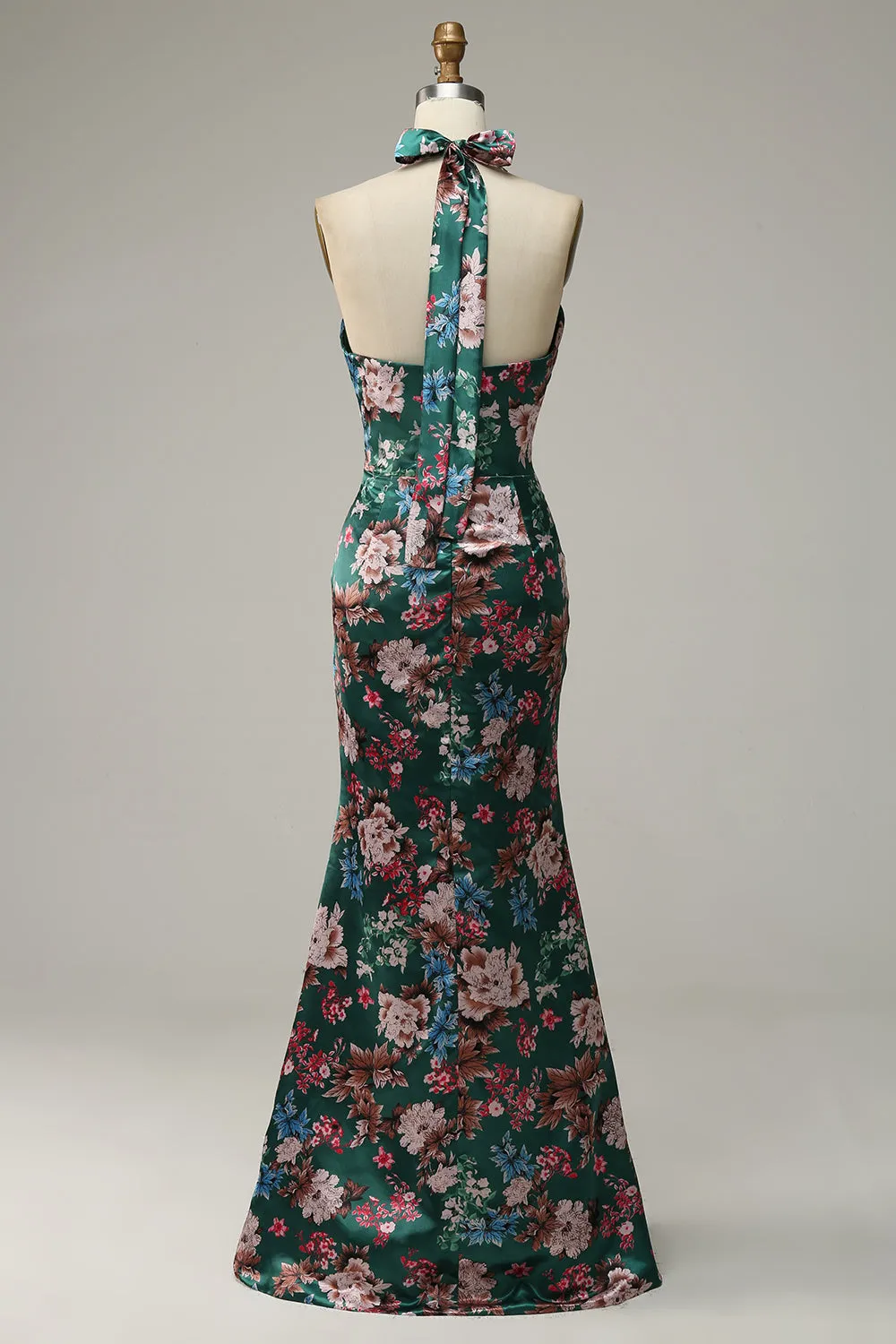 Flower Print Halter Satin Prom Dress sold by Zapaka product image thumbnail 2