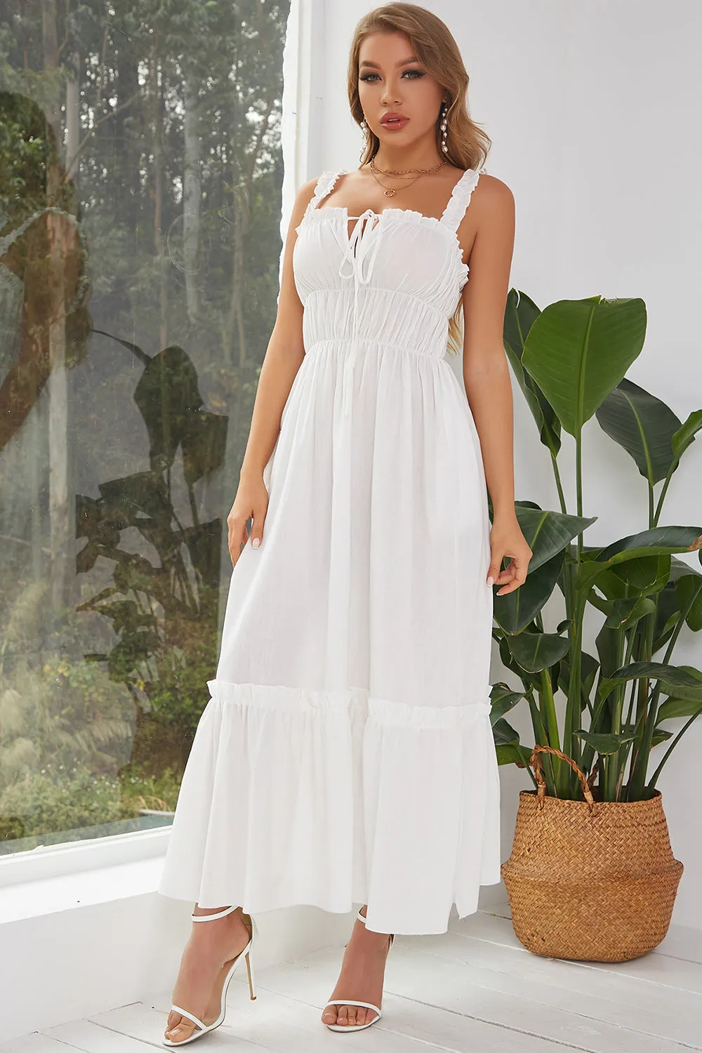 White Summer Boho Wedding Party Dress sold by Zapaka