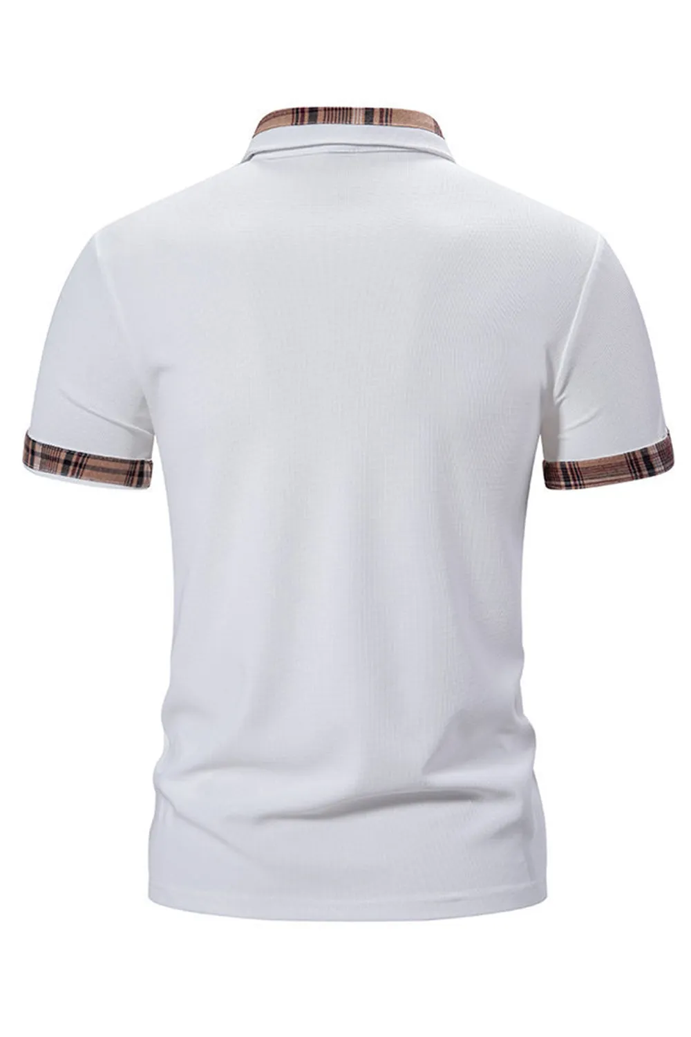 White Cotton Short Sleeves Casual Men's Polo Shirt sold by Zapaka product image thumbnail 2