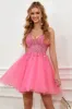Fuchsia Spaghetti Straps A-Line Backless Short Homecoming Dress sold by Zapaka