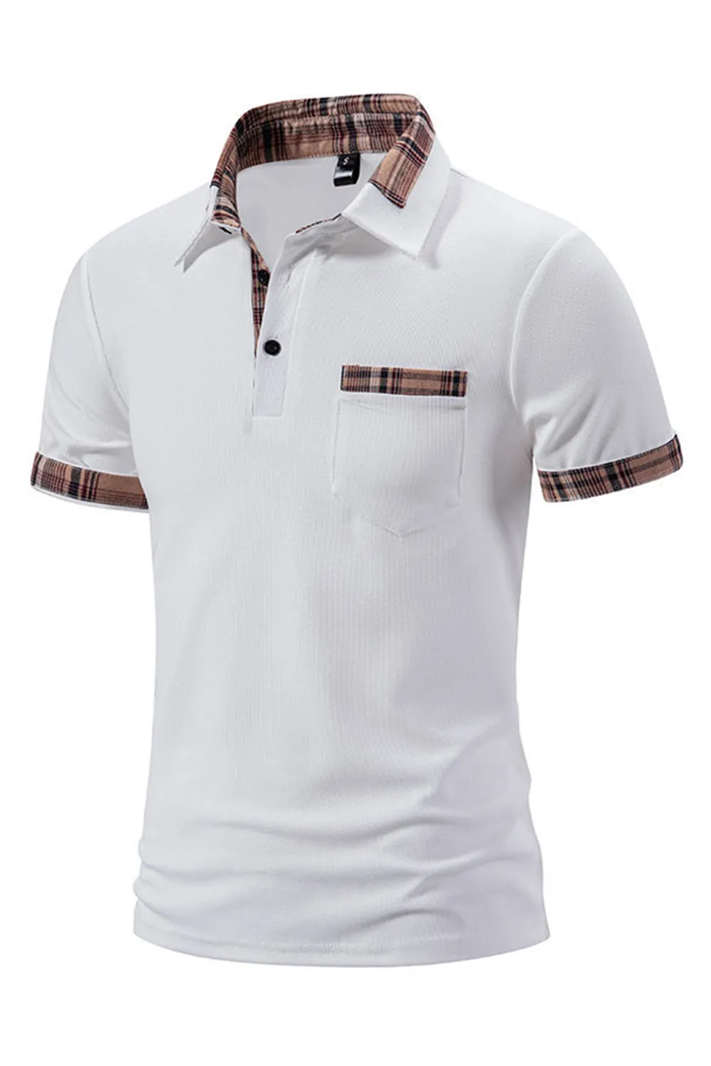 White Cotton Short Sleeves Casual Men's Polo Shirt sold by Zapaka product image thumbnail 3