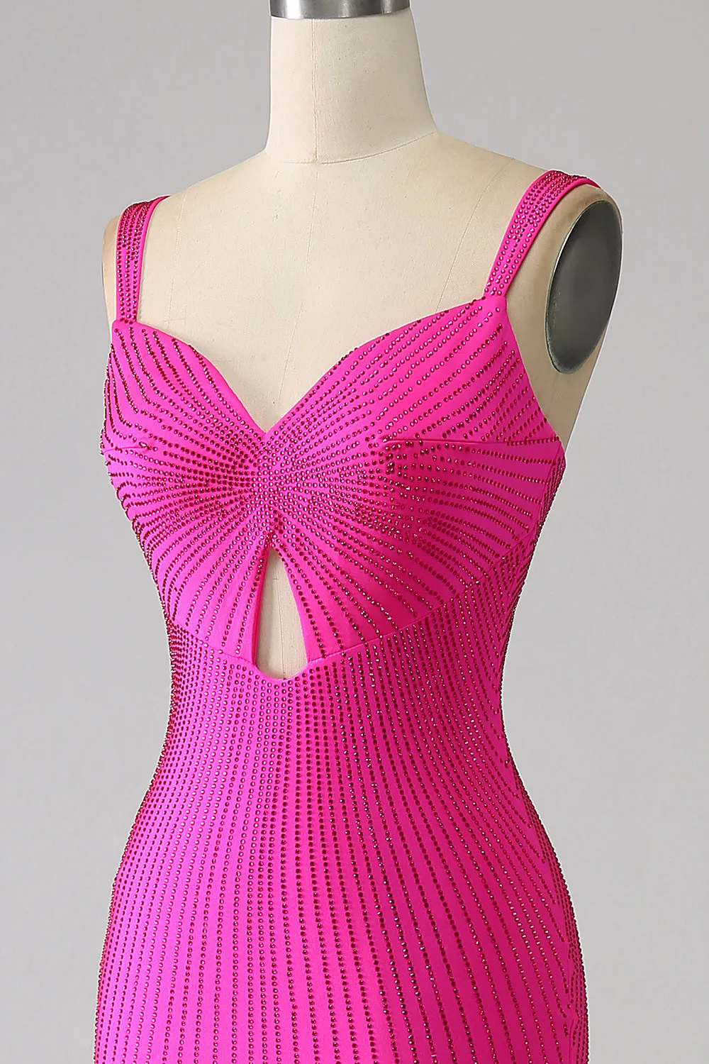 Sparkly Mermaid Hot Pink Prom Dress with Hollow-out sold by Zapaka product image thumbnail 5