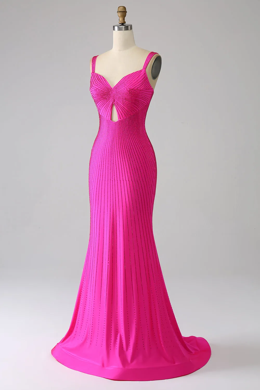 Sparkly Mermaid Hot Pink Prom Dress with Hollow-out sold by Zapaka product image thumbnail 3