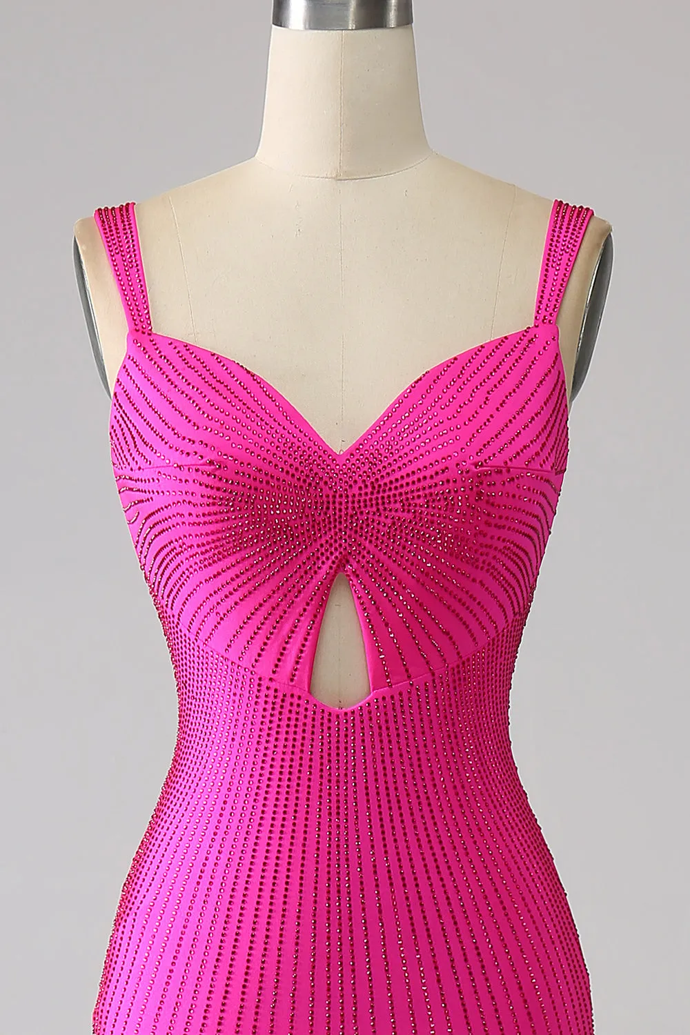 Sparkly Mermaid Hot Pink Prom Dress with Hollow-out sold by Zapaka product image thumbnail 4