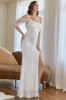 White One Shoulder Sequins Prom Dress with Slit sold by Zapaka