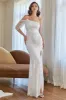 White One Shoulder Sequins Prom Dress with Slit sold by Zapaka