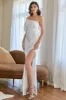White One Shoulder Sequins Prom Dress with Slit sold by Zapaka
