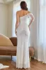 White One Shoulder Sequins Prom Dress with Slit sold by Zapaka