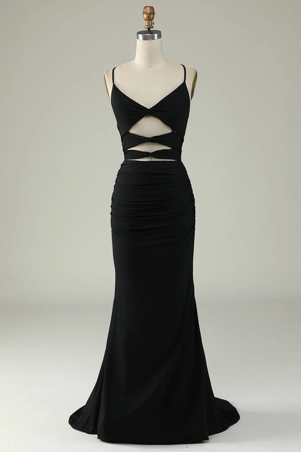 Mermaid Spaghetti Straps Black Plus Size Prom Dress with Keyhole sold by Zapaka product image thumbnail 4