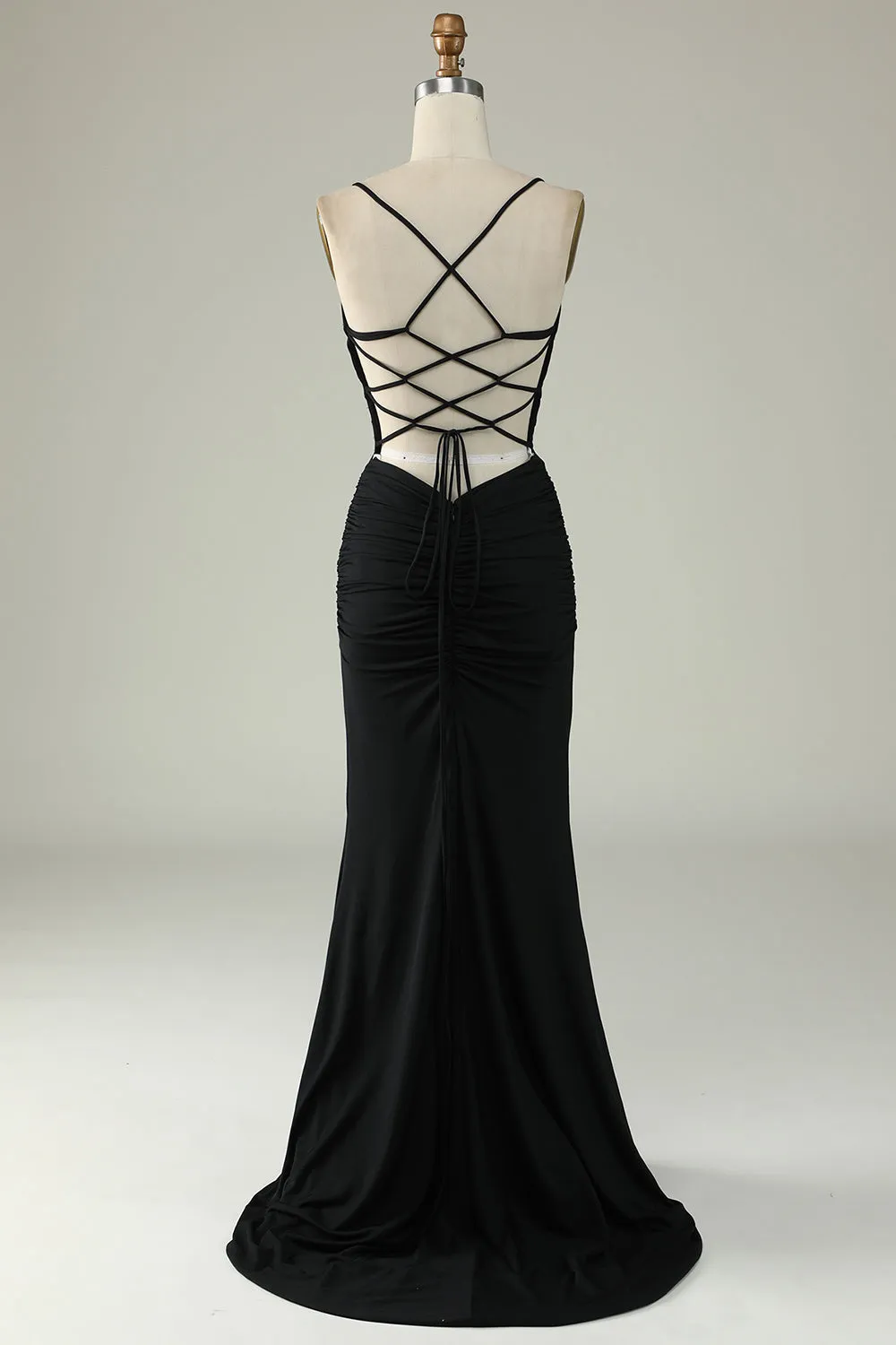 Mermaid Spaghetti Straps Black Plus Size Prom Dress with Keyhole sold by Zapaka product image thumbnail 5