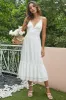 Spaghetti Straps White Summer Dress with Ruffles sold by Zapaka