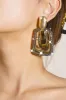 Square Golden Rhinestones Dangle Earrings sold by Zapaka