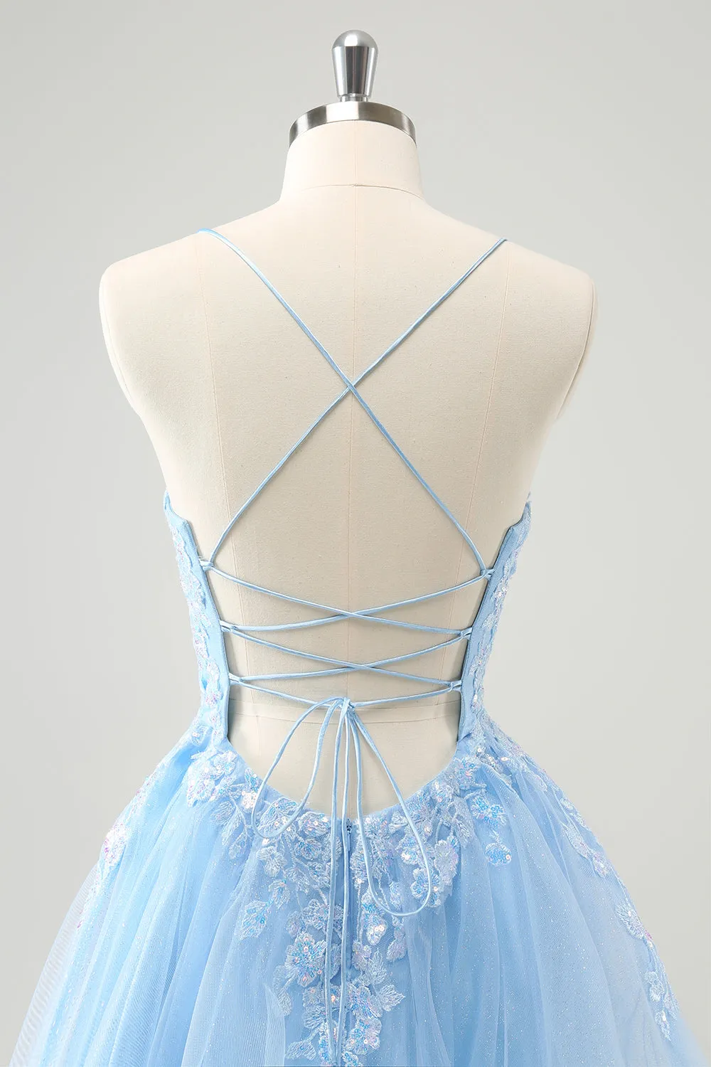 Cute Glitter Blue A Line Sequins Short Homecoming Dress with Appliques sold by Zapaka product image thumbnail 5