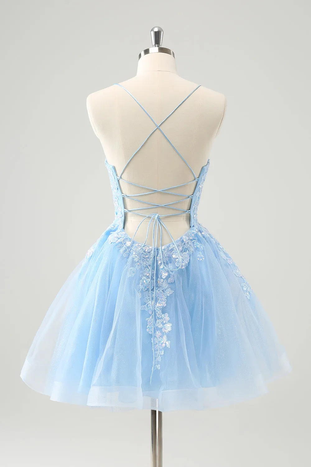 Cute Glitter Blue A Line Sequins Short Homecoming Dress with Appliques sold by Zapaka product image thumbnail 2