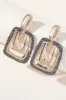 Square Golden Rhinestones Dangle Earrings sold by Zapaka