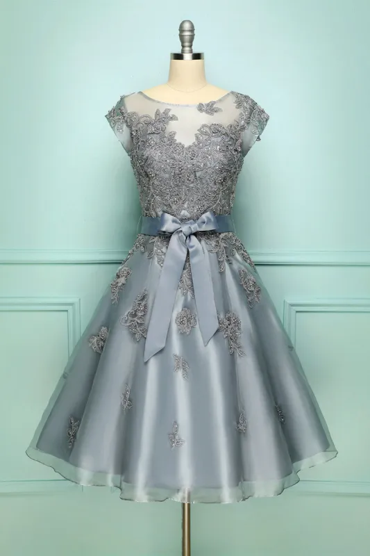 Grey Vintage Short Prom Dress made by Zapaka